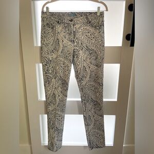 J. McLaughlin Navy and White Paisley Women Jeans